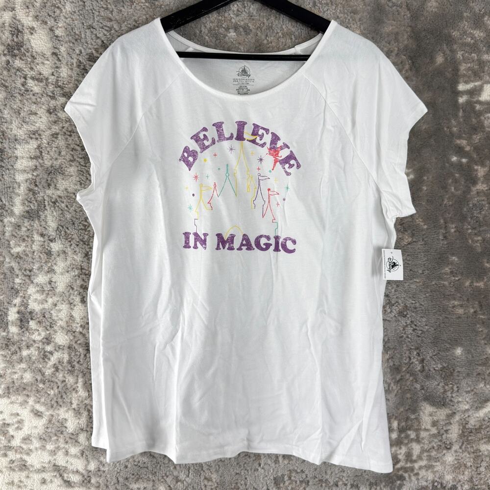 NEW Disney Size XL Graphic Casual Cotton Top White Short Sleeve NWT